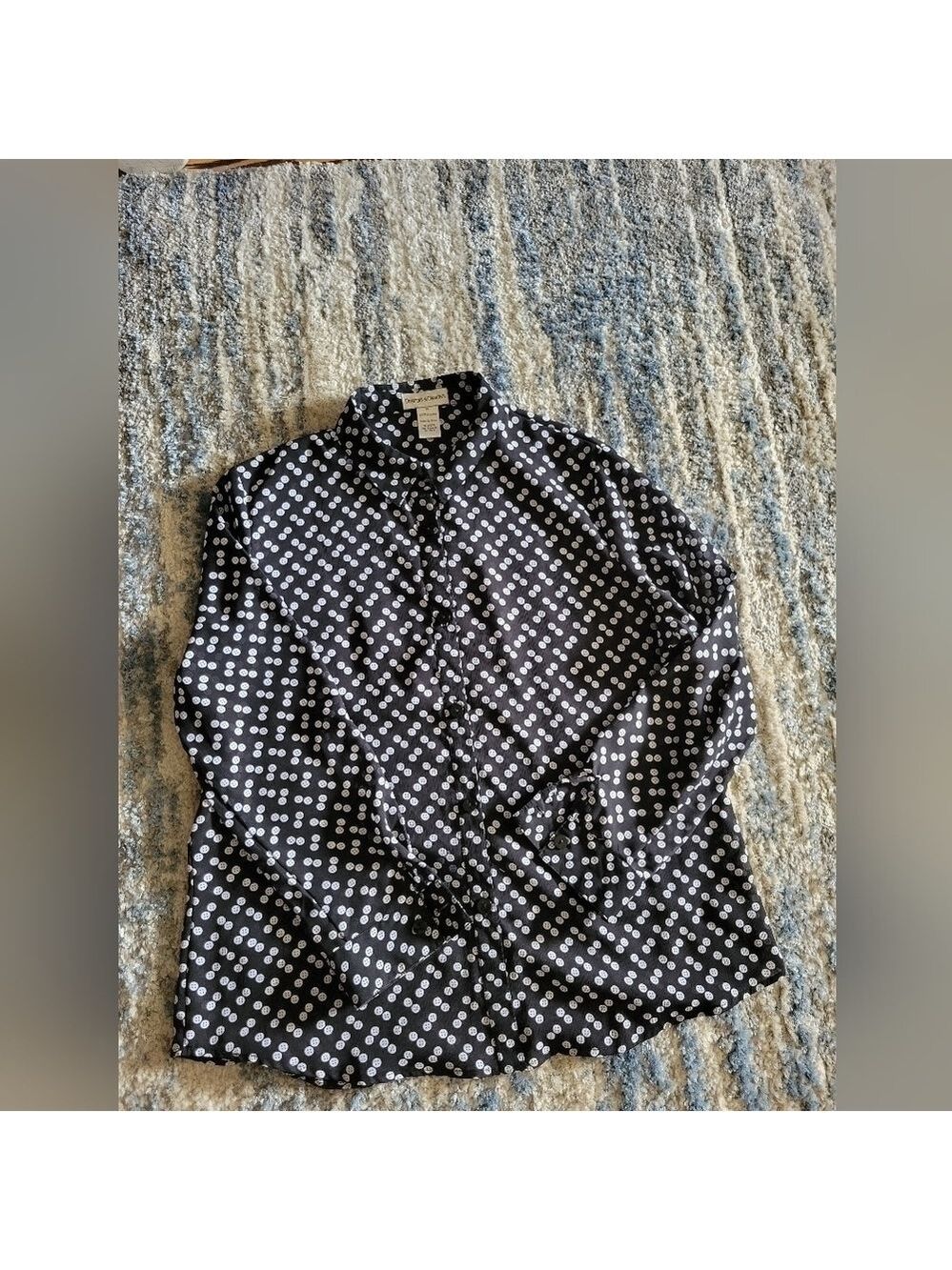 Drapers & Damon's XL Blouse Black with White Buttons